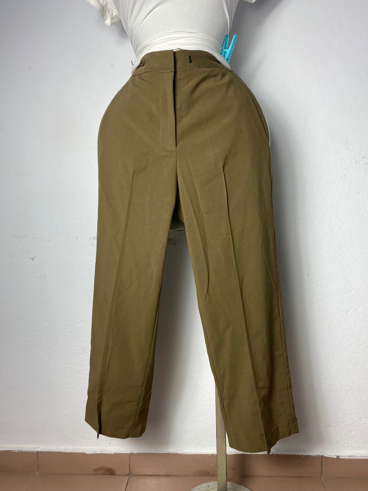 Pantalon ample vert sombre élégant taille M L