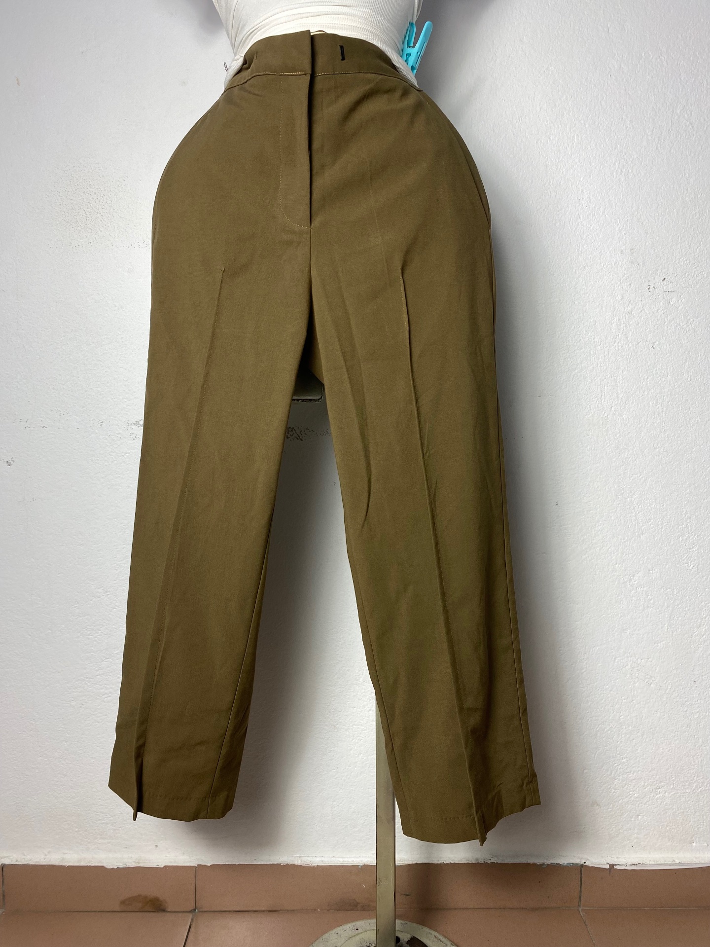 Pantalon ample vert sombre élégant taille M L