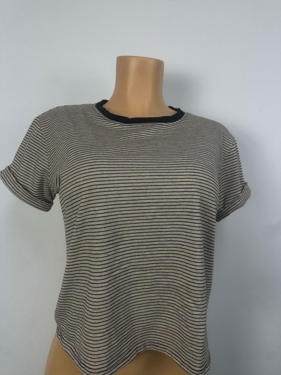 T-shirt blanc noir rayé taille M L XL