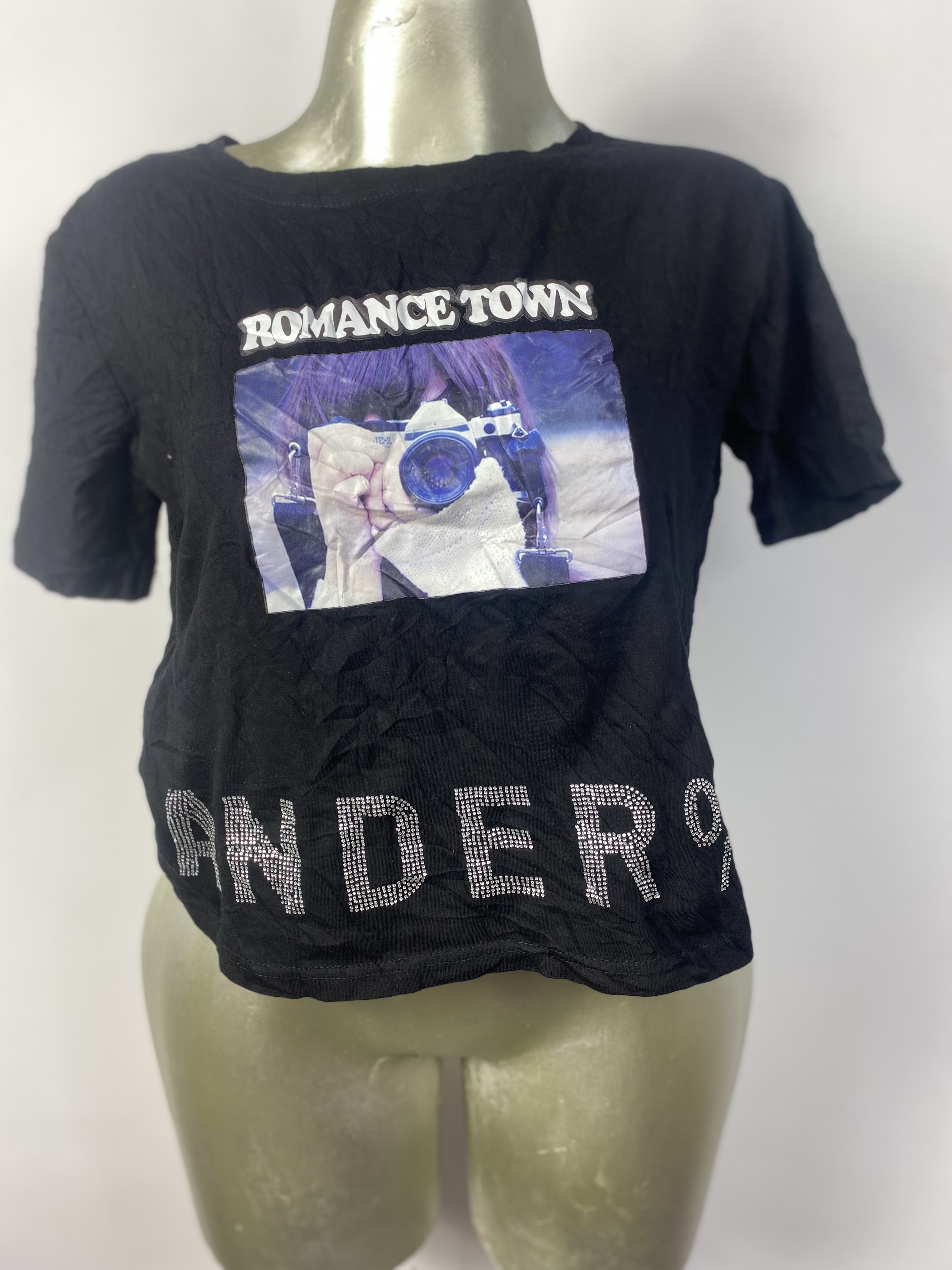 Top noir en coton taille L M