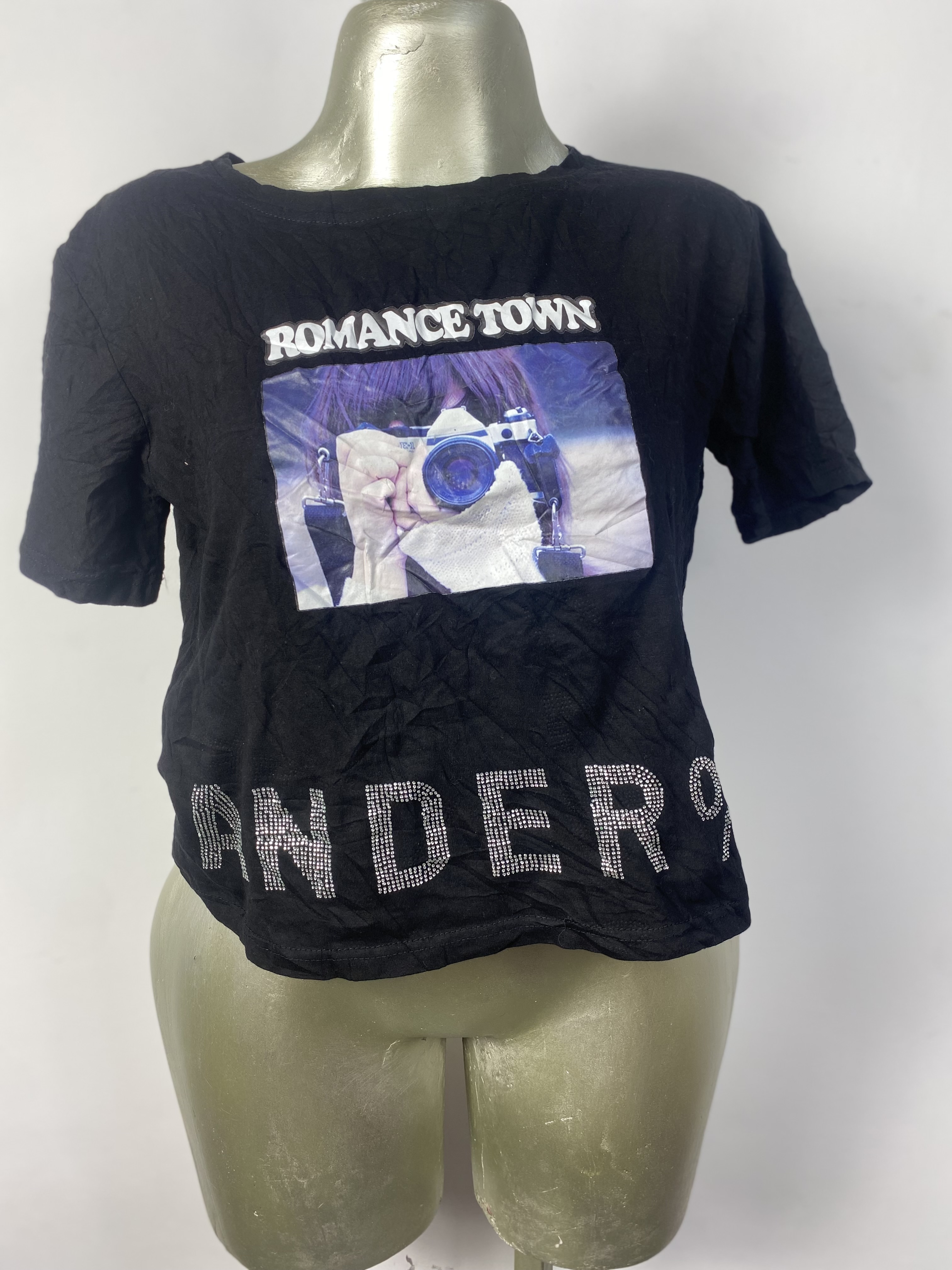 Top noir en coton taille L M