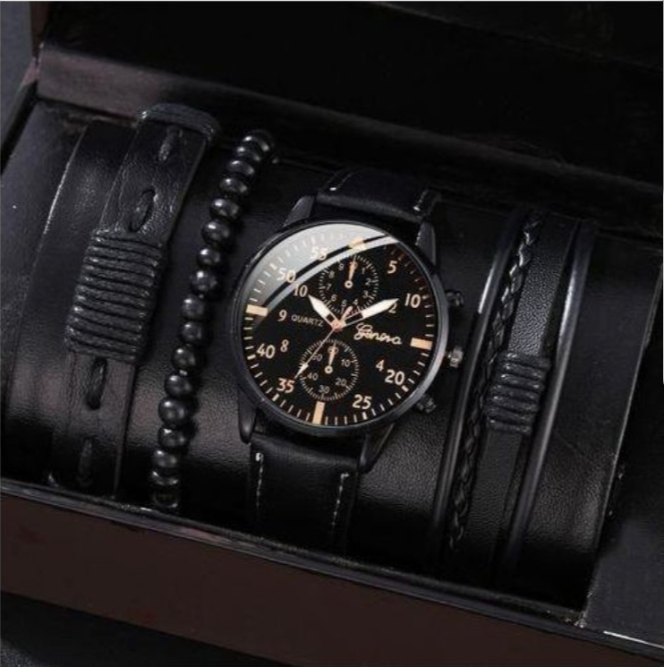 Montre homme multifonctionelle pour business, ceinture et montre à quartz avec ensemble de bracelets