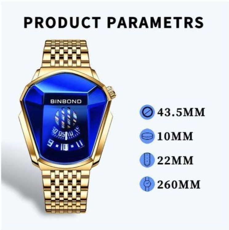 BINBOND Binbon Top Luxe En Acier Inoxydable Hommes Montre étanche
