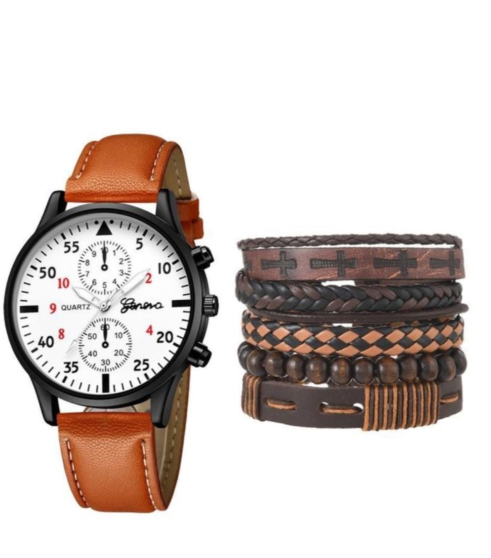 Teso Teso Men's Brown Quartz Watch - Alloy Case, PU Strap, Analog Display
